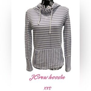 JCrew periwinkle, and white striped hoodie